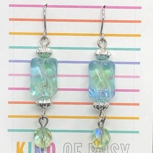 Green/blue beaded earrings
